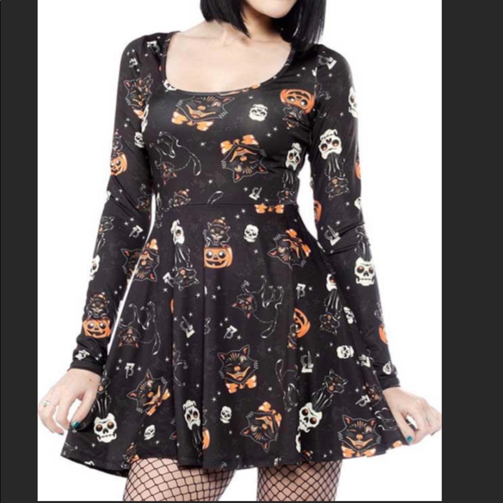 Sourpuss clothing black cat skater dress